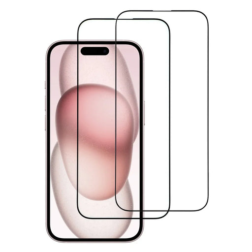 ITIETIE For iPhone 16 Plus  /  15 Plus 2PCS Tempered Glass 2.5mm High Aluminum Screen Protector Silk Printing Film - 1
