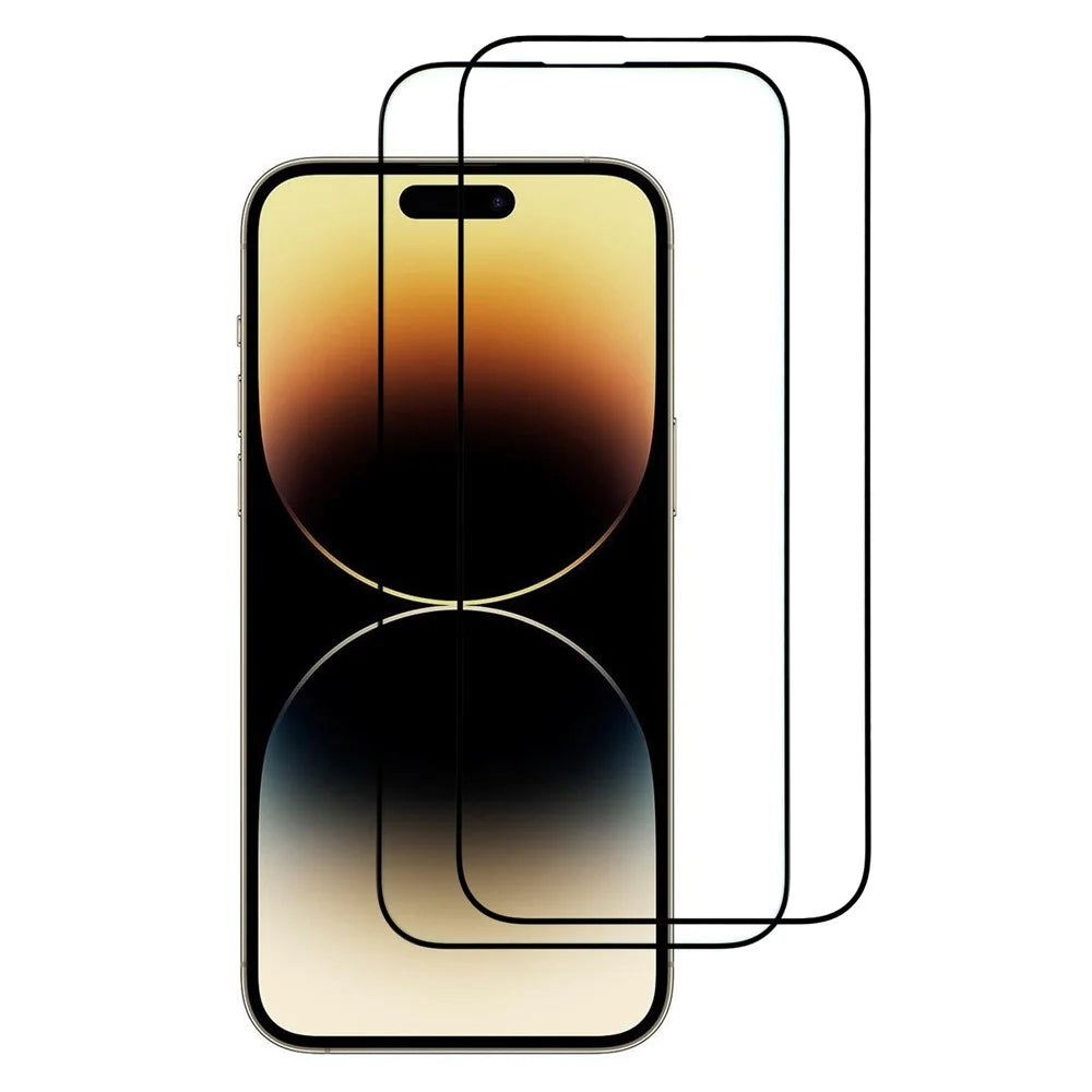ITIETIE For iPhone 14 Pro 2PCS Tempered Glass 2.5mm High Aluminum Screen Protector Silk Printing Film - 1