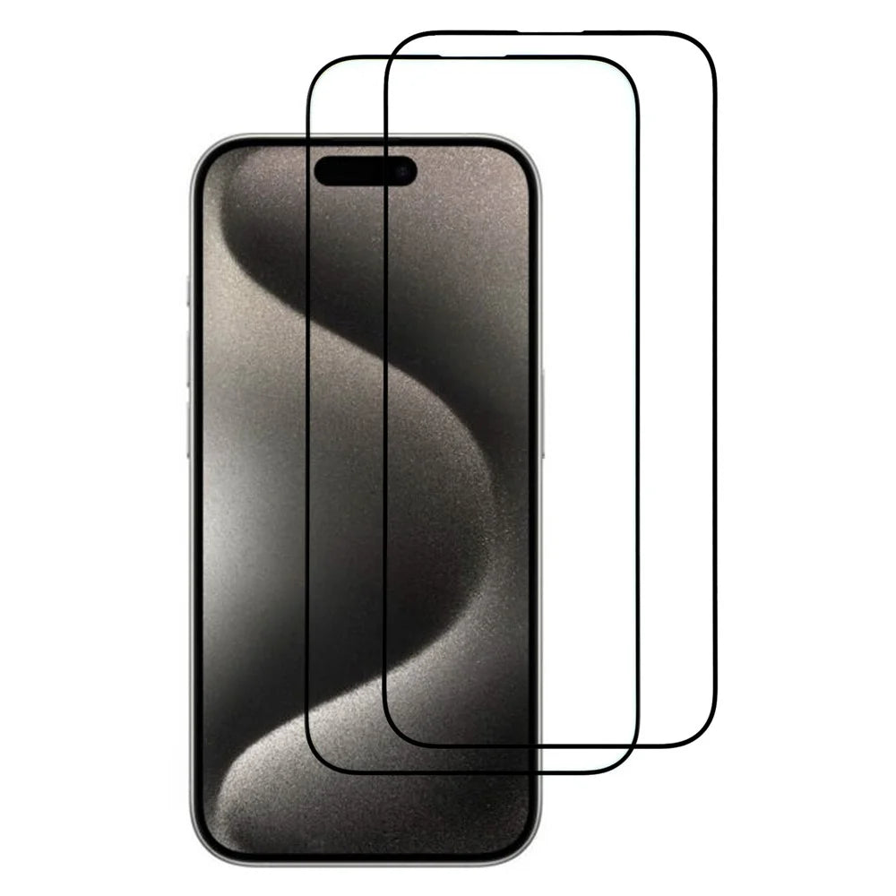 ITIETIE For iPhone 15 Pro 2PCS Tempered Glass 2.5mm High Aluminum Screen Protector Silk Printing Film - 1