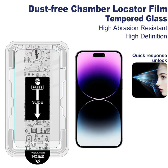 IMAK H Series For iPhone 14 Pro Max Tempered Glass Screen Protector Easy Installation Film with Auto Dust-Remove Tool Kit - 3