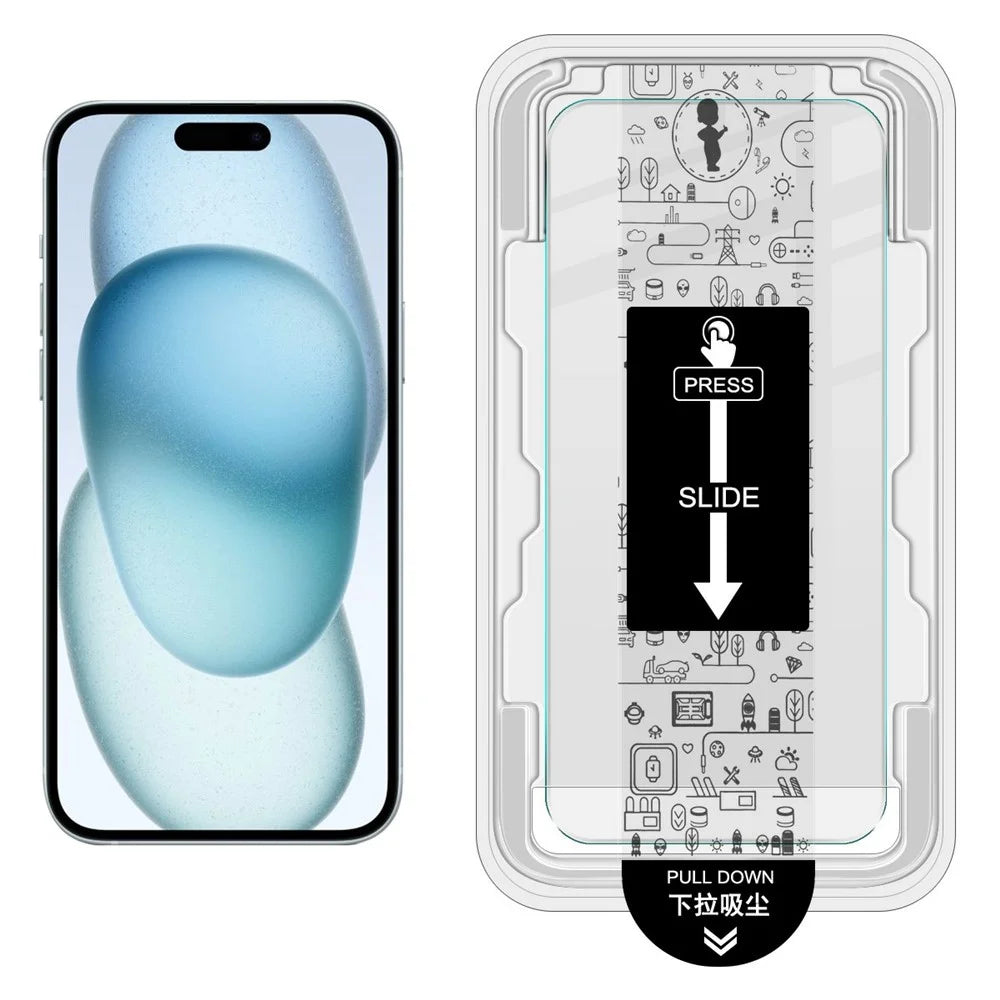 IMAK H Series For iPhone 15 Tempered Glass Screen Protector Easy Installation Film with Auto Dust-Remove Tool Kit - 2