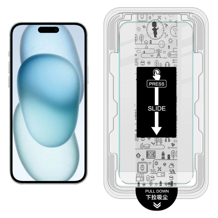 IMAK H Series For iPhone 15 Plus Tempered Glass Screen Protector Easy Installation Film with Auto Dust-Remove Tool Kit - 2