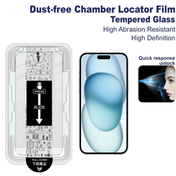 IMAK H Series For iPhone 15 Plus Tempered Glass Screen Protector Easy Installation Film with Auto Dust-Remove Tool Kit - 3