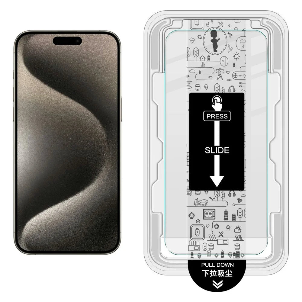 IMAK H Series For iPhone 15 Pro Tempered Glass Screen Protector Easy Installation Film with Auto Dust-Remove Tool Kit - 2
