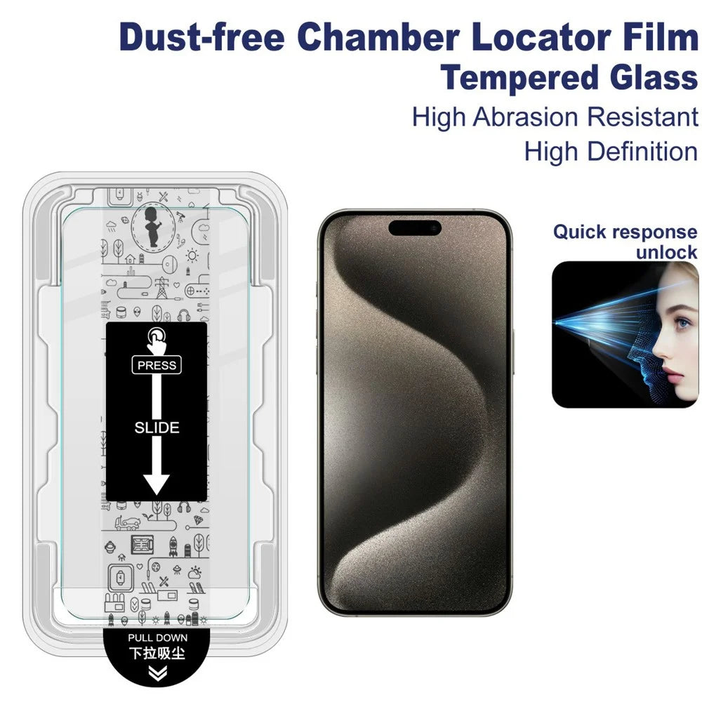 IMAK H Series For iPhone 15 Pro Tempered Glass Screen Protector Easy Installation Film with Auto Dust-Remove Tool Kit - 3