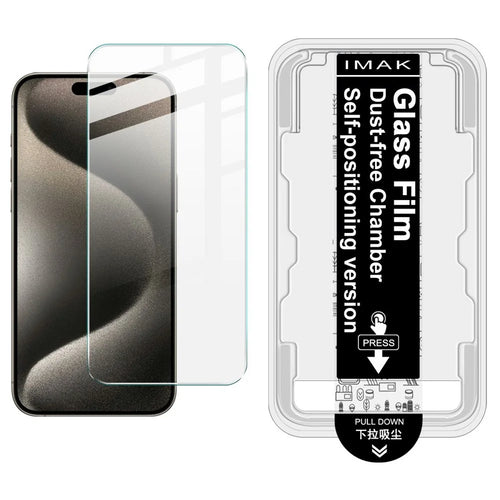 IMAK H Series For iPhone 15 Pro Max Tempered Glass Screen Protector Easy Installation Film with Auto Dust-Remove Tool Kit - 1