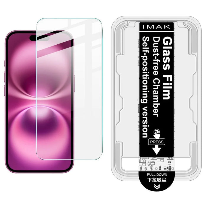 IMAK H Series For iPhone 16 Tempered Glass Screen Protector Easy Installation Film with Auto Dust-Remove Tool Kit - 1