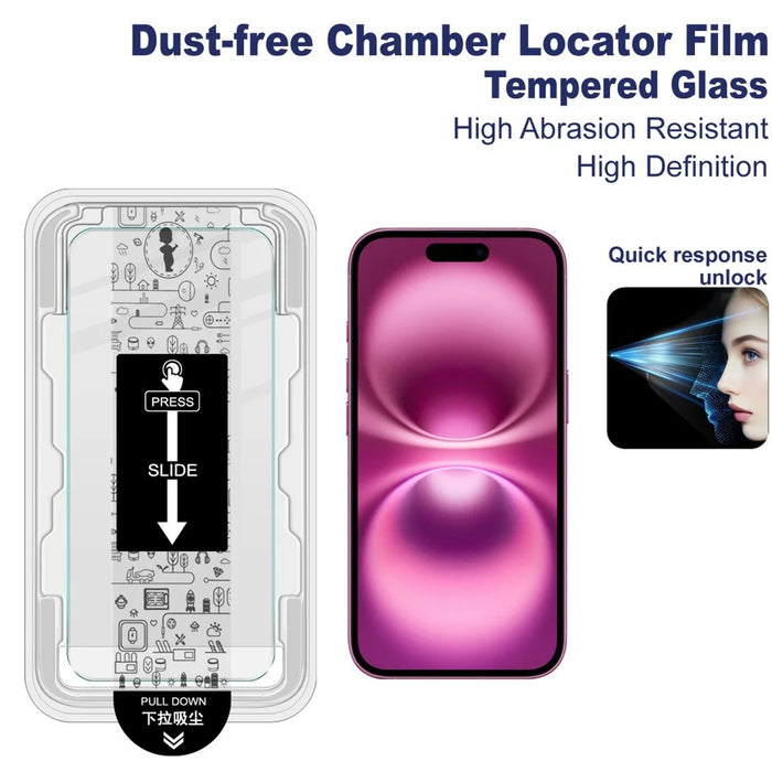 IMAK H Series For iPhone 16 Tempered Glass Screen Protector Easy Installation Film with Auto Dust-Remove Tool Kit - 3