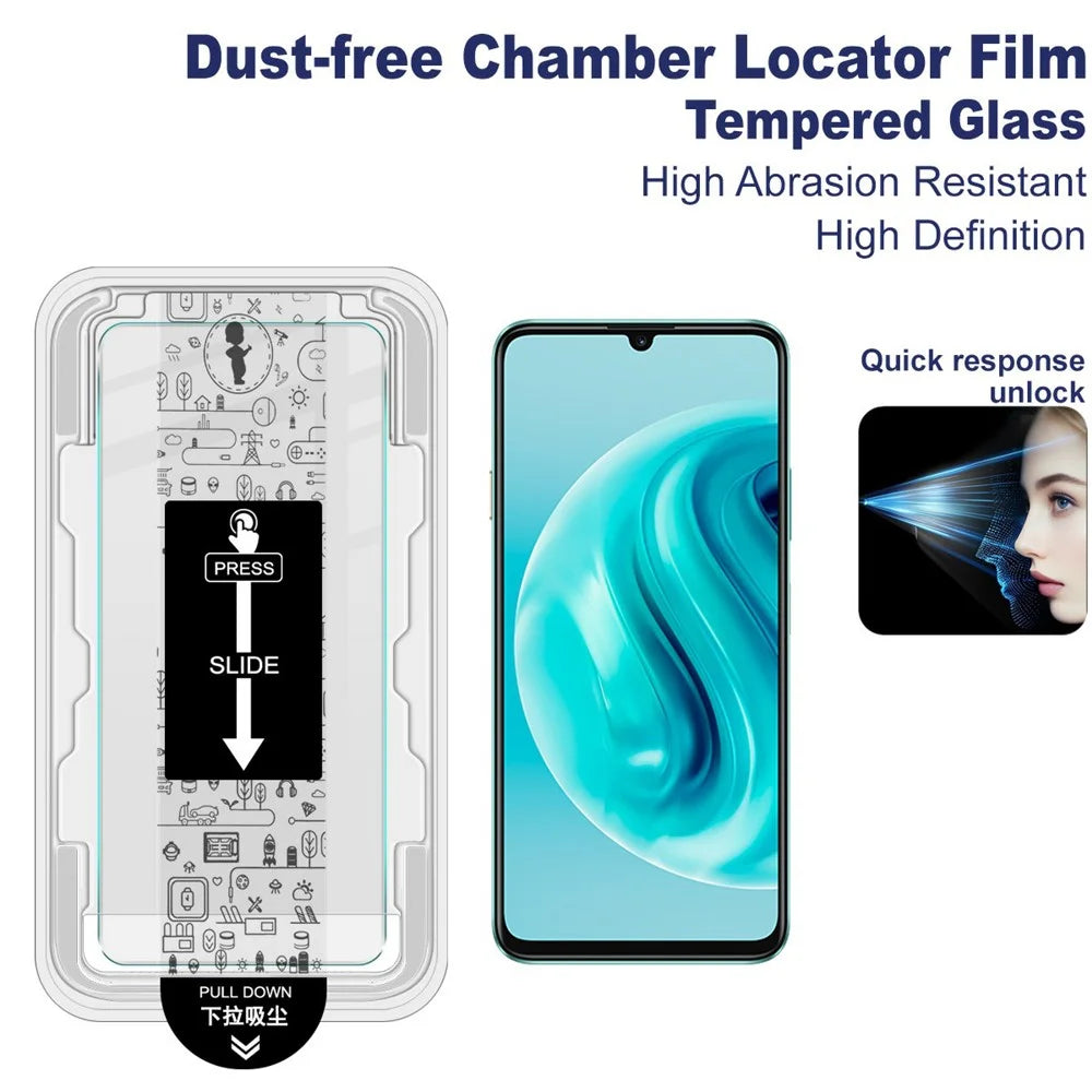 IMAK H Series Tempered Glass Film for Huawei nova Y72 4G / Enjoy 70 / Enjoy 70S / Honor Play 30 Plus 5G Screen Protector with Auto Dust-Remove Tool Kit - 3