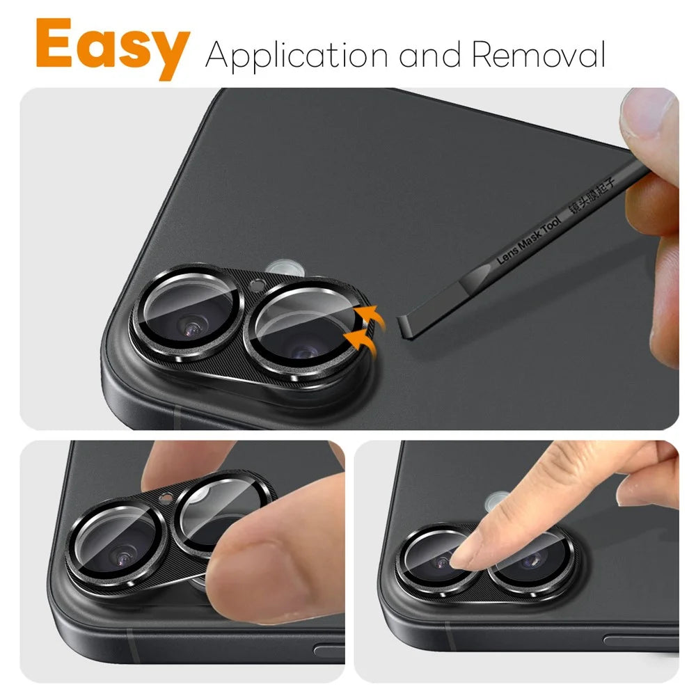NORTHJO For iPhone 17 Camera Lens Protector CD Veins Integrated Metal Tempered Glass Lens Film - Black - 3
