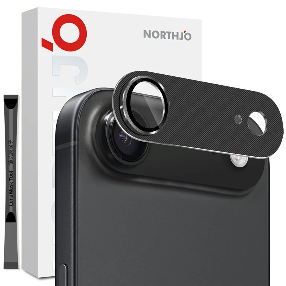 NORTHJO For iPhone Air Camera Lens Protector CD Veins Integrated Metal Tempered Glass Lens Film - Black - 1