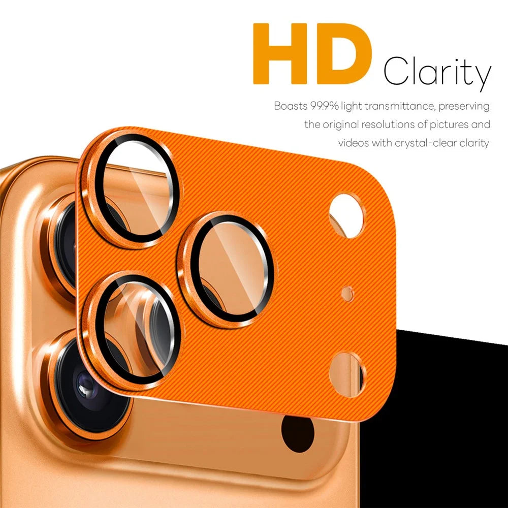 NORTHJO For iPhone 17 Pro Camera Lens Protector CD Veins Integrated Metal Tempered Glass Lens Film - Orange - 2