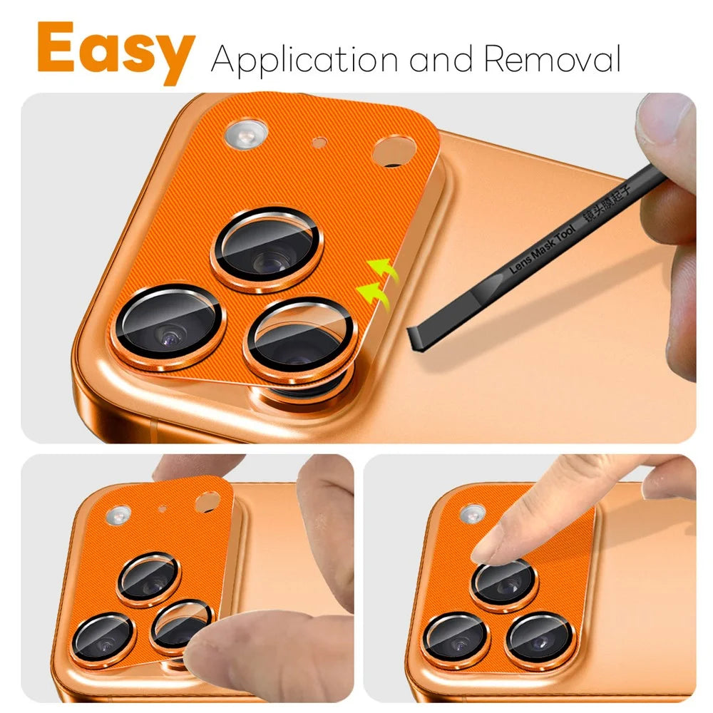 NORTHJO For iPhone 17 Pro Max Camera Lens Protector CD Veins Integrated Metal Tempered Glass Lens Film - Orange - 3