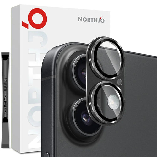 NORTHJO For iPhone 17 Camera Lens Protector Matte Integrated Metal Tempered Glass Lens Film - Black - 1
