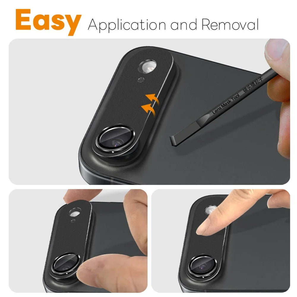 NORTHJO For iPhone Air Camera Lens Protector Matte Integrated Metal Tempered Glass Lens Film - Black - 3