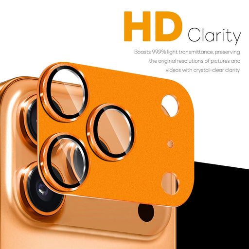 NORTHJO For iPhone 17 Pro Max Camera Lens Protector Matte Metal Lens Cover with Integrated 9H Tempered Glass Film - Orange - 2