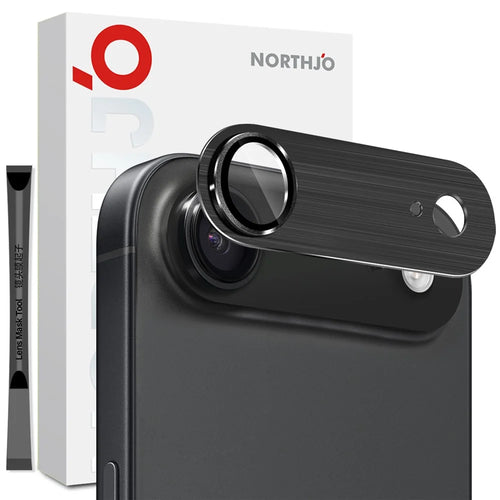 NORTHJO For iPhone Air Camera Lens Protector Brushed Integrated Metal Tempered Glass Lens Film - Black - 1