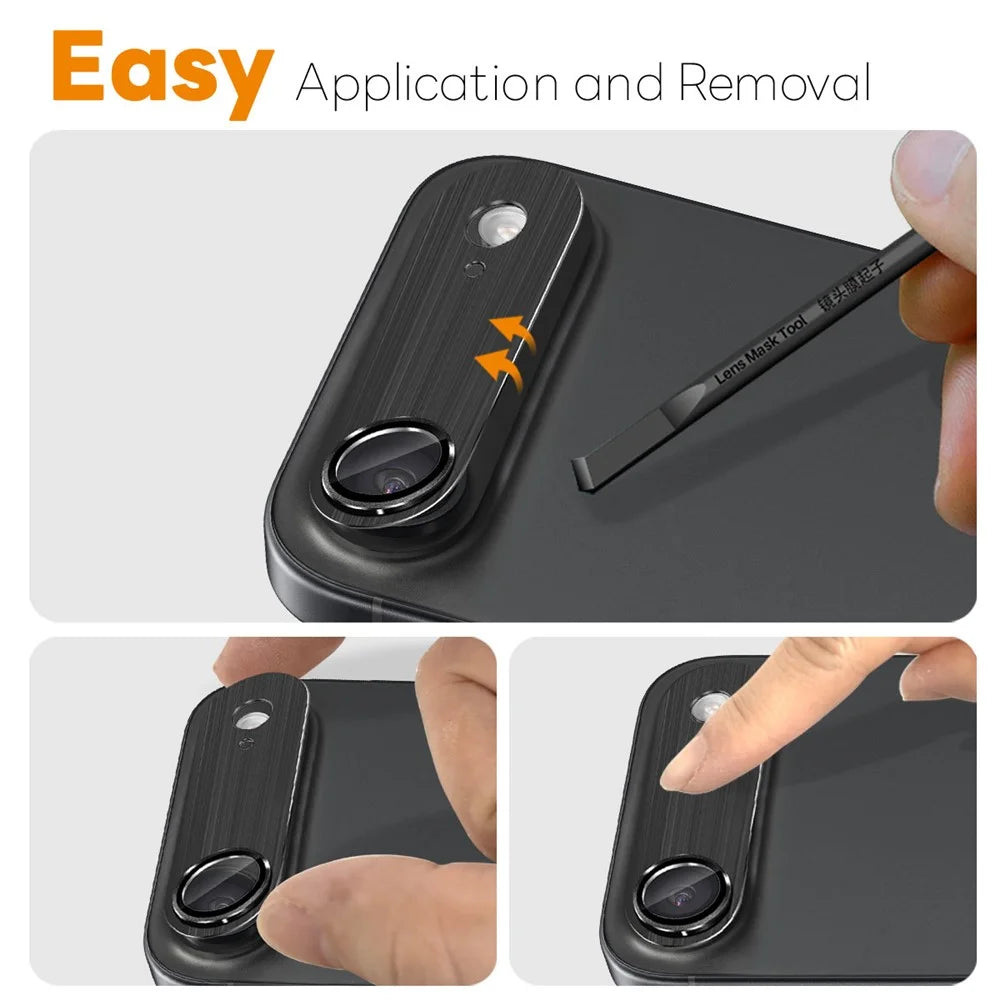 NORTHJO For iPhone Air Camera Lens Protector Brushed Integrated Metal Tempered Glass Lens Film - Black - 3