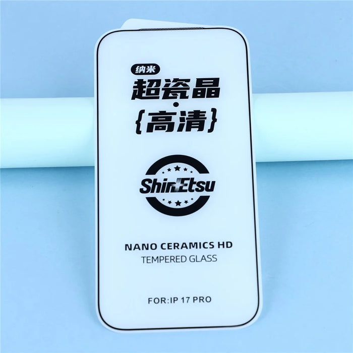 For iPhone 18 Pro / 17 Pro Screen Protector Full Coverage Black Edge Silk Printing HD Tempered Glass Film with Dust Mesh - 5