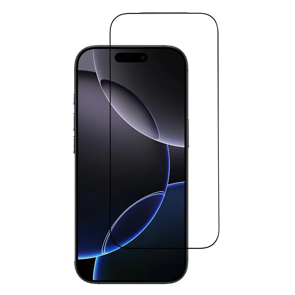 For iPhone 16 Pro Matte Screen Protector Black Edge Silk Printing Tempered Glass Film with Dust Mesh - 1