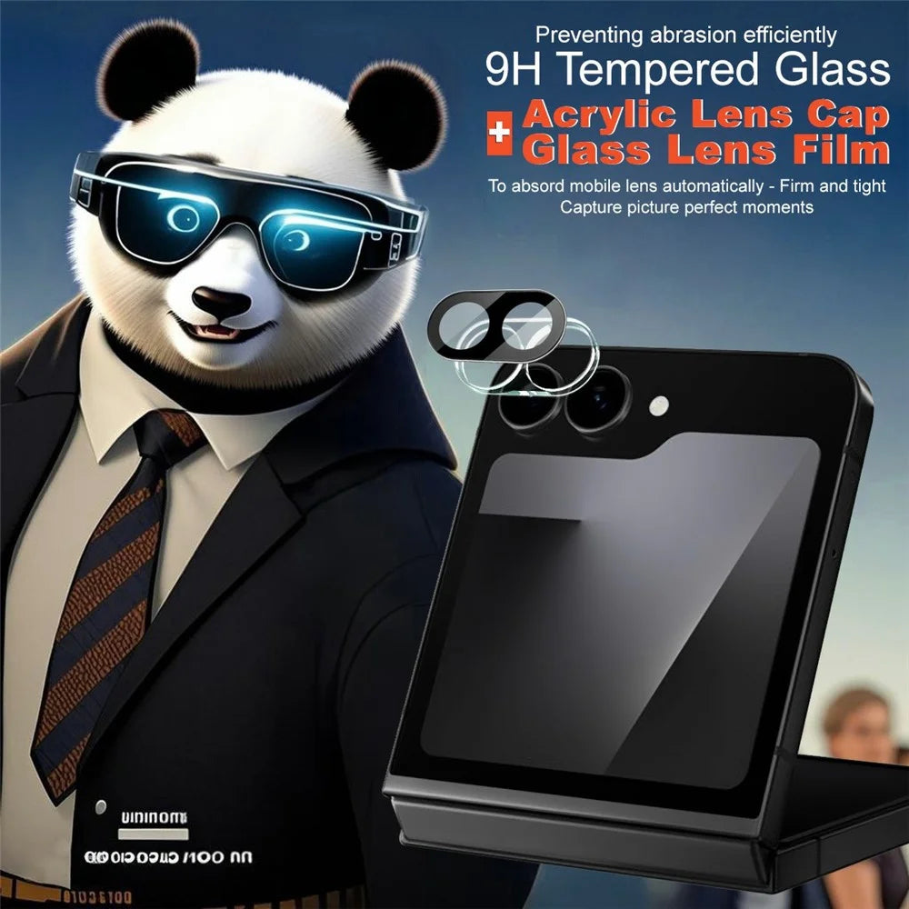 IMAK For Samsung Galaxy Z Flip7 FE 5G Tempered Glass Lens Film + Acrylic Cap (Black Version) - 3