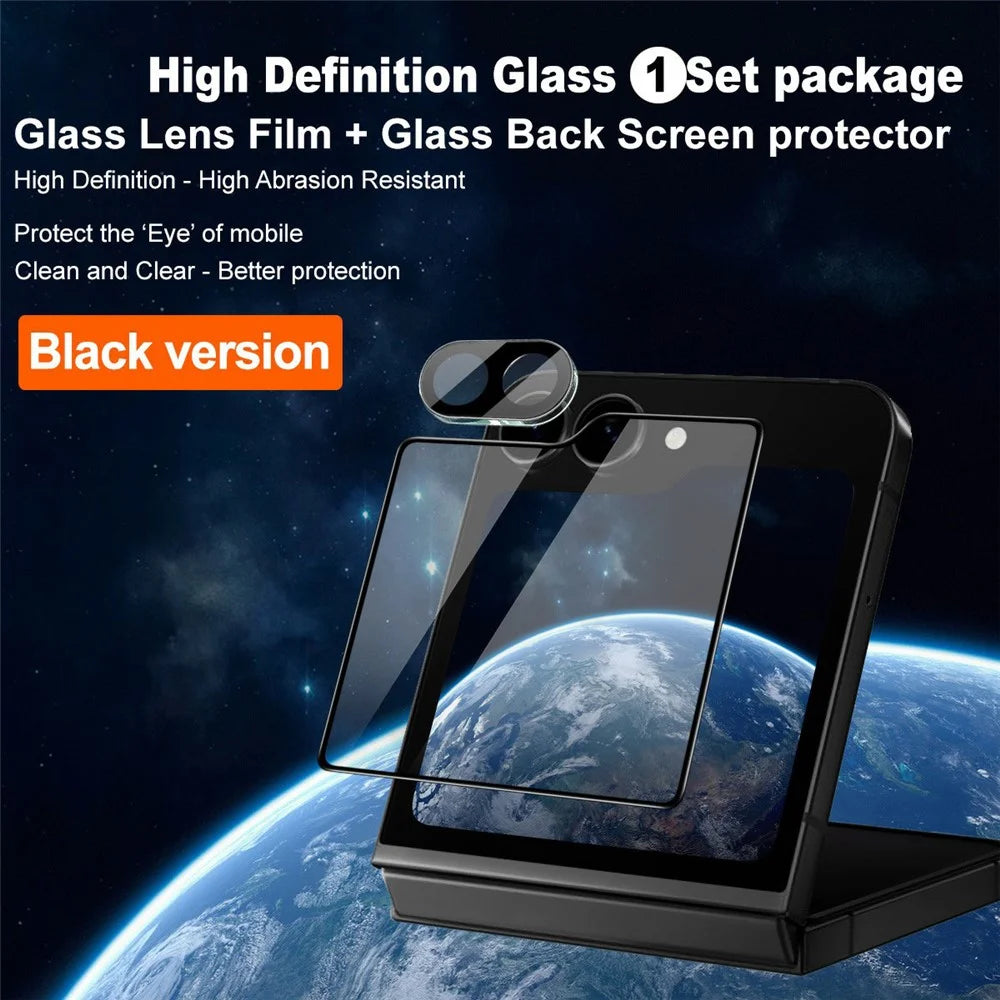 IMAK For Samsung Galaxy Z Flip7 FE 5G Tempered Glass Camera Lens Film + Rear Screen Protector (Black Version) - 2