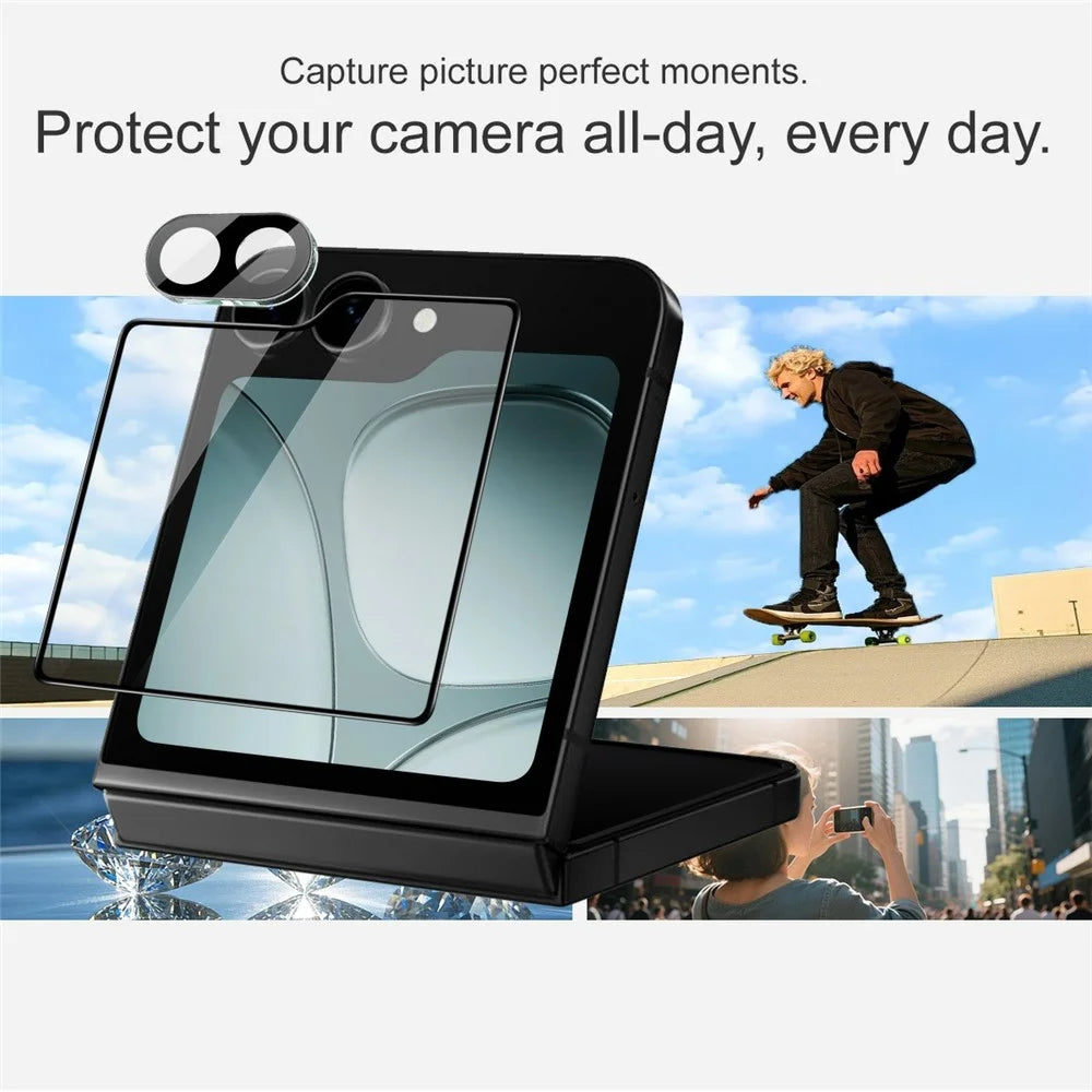 IMAK For Samsung Galaxy Z Flip7 FE 5G Tempered Glass Camera Lens Film + Rear Screen Protector (Black Version) - 5