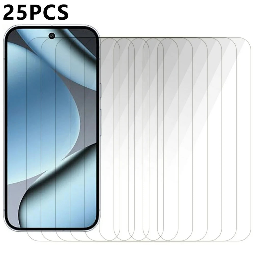 25Pcs For Google Pixel 10 Pro / 10 / 9 Pro / 9 / 10 Tempered Glass High Definition Screen Protector Film (No Package, with Wipes Set, Dust-absorber, Guide Sticker) - 1