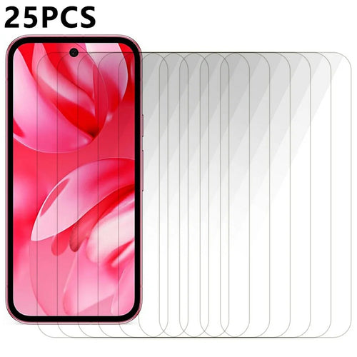 25Pcs For Google Pixel 9a Tempered Glass High Definition Screen Protector Film (No Package, with Wipes Set, Dust-absorber, Guide Sticker) - 1