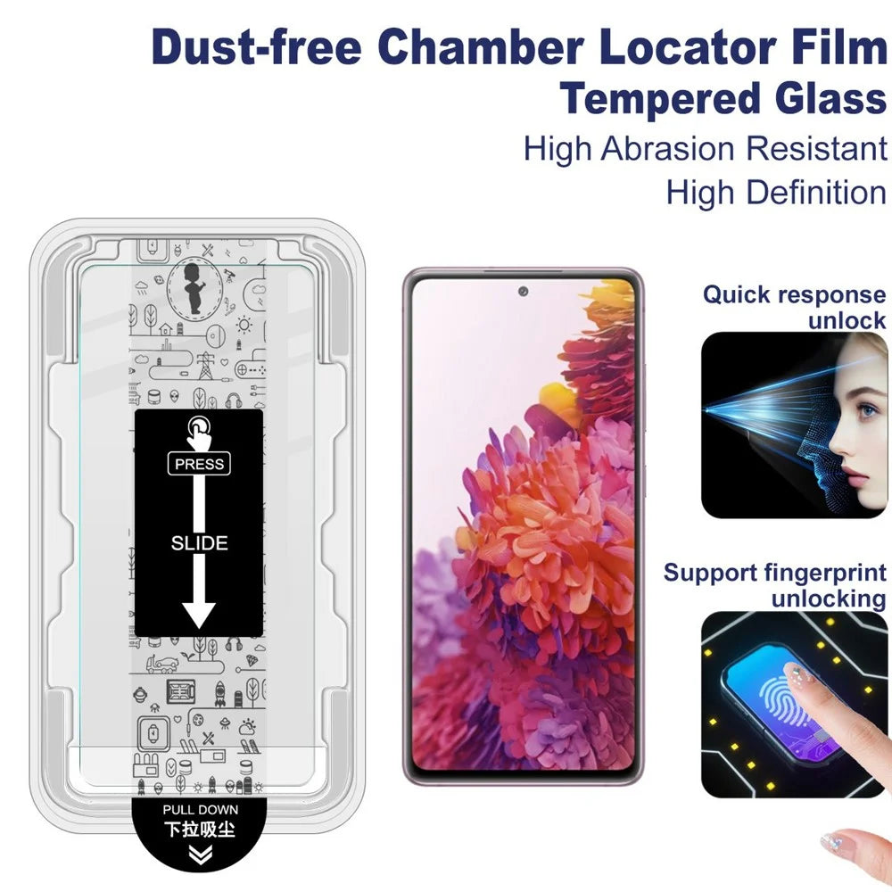 IMAK H Series Tempered Glass Film for Samsung Galaxy S20 FE / S20 FE 5G / S20 FE 2022 /  S20 Lite Screen Protector with Auto Dust-Remove Tool Kit (Fingerprint Unlock) - 3