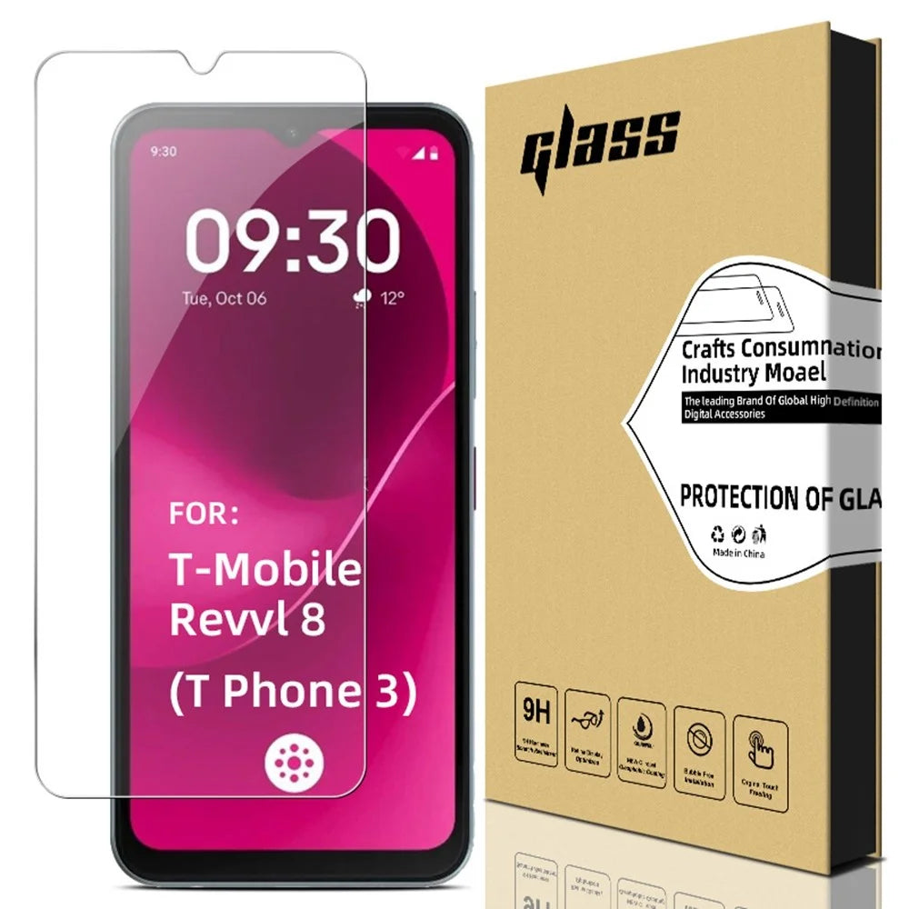 For T-Mobile REVVL 8 / T Phone 3 Screen Protector 9H High Aluminium-Silicon Glass HD Clear Film - 3