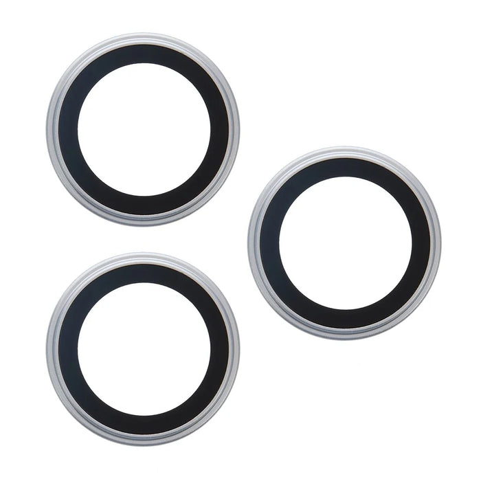 For iPhone 17 Pro / 17 Pro Max Camera Lens Protector Metal Ring Tempered Glass Lens Film (Raised Edge) - Silver - 2