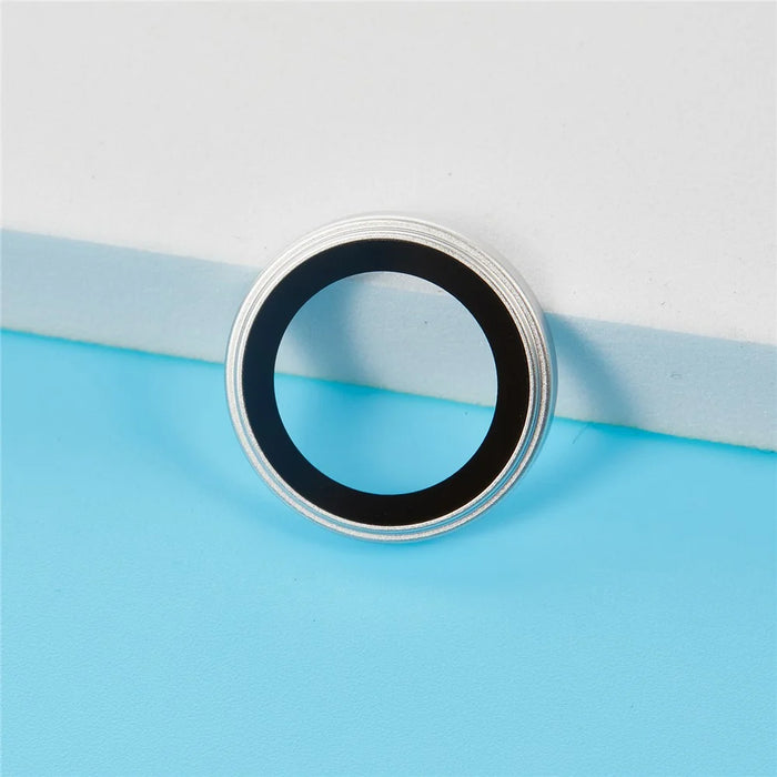 For iPhone 17 Pro / 17 Pro Max Camera Lens Protector Metal Ring Tempered Glass Lens Film (Raised Edge) - Silver - 5