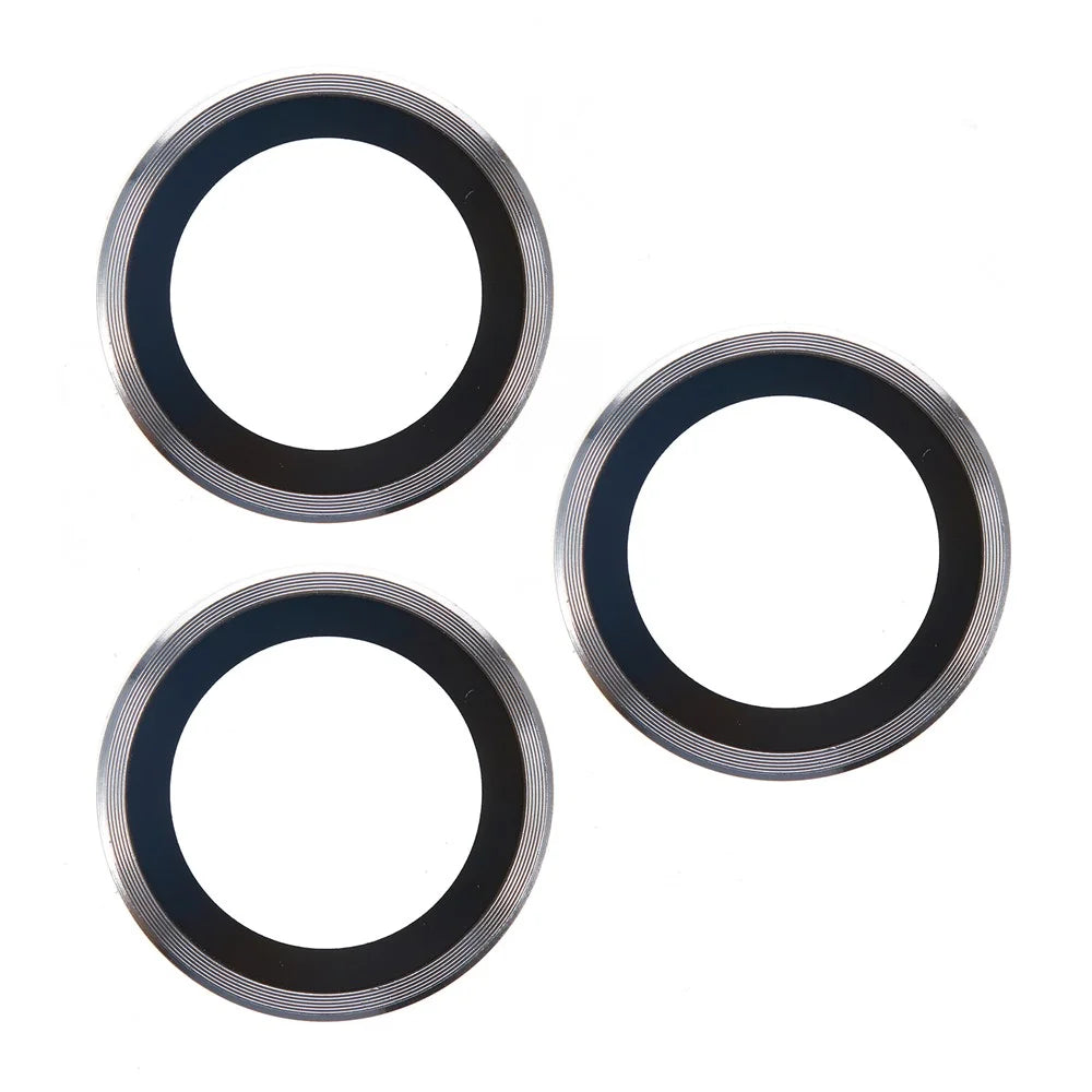 For iPhone 17 Pro Max  /  17 Pro Camera Lens Protector Metal Ring Tempered Glass Film - Silver - 2