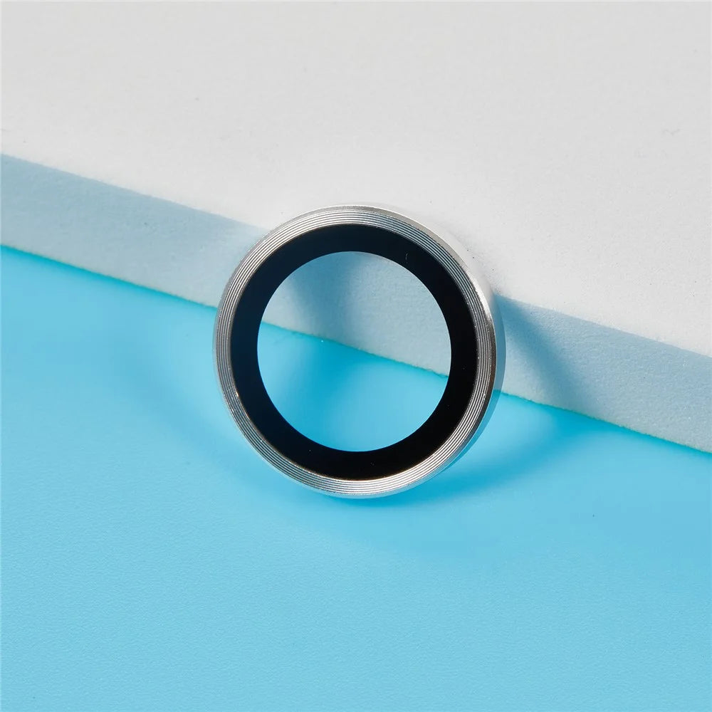 For iPhone 17 Pro Max  /  17 Pro Camera Lens Protector Metal Ring Tempered Glass Film - Silver - 5