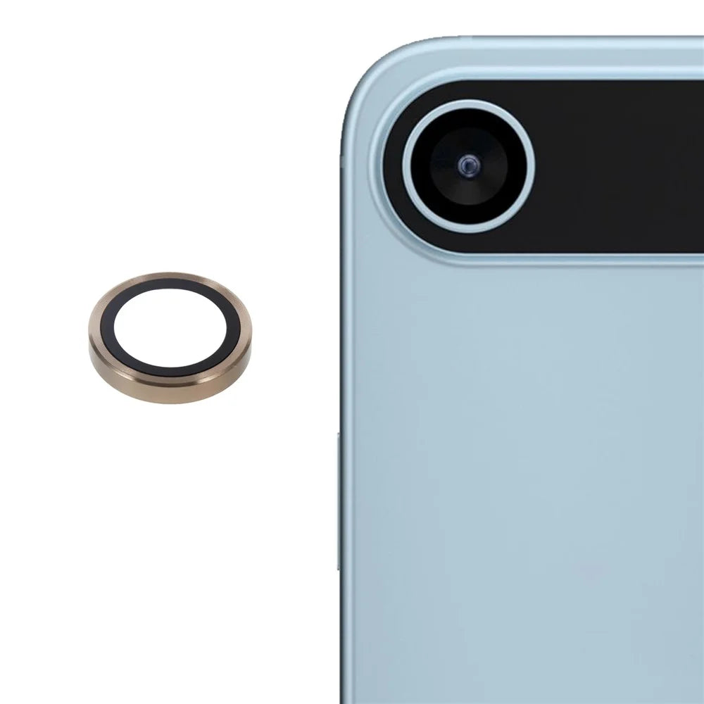 For iPhone Air Camera Lens Protector Metal Ring Tempered Glass Film - Gold - 1