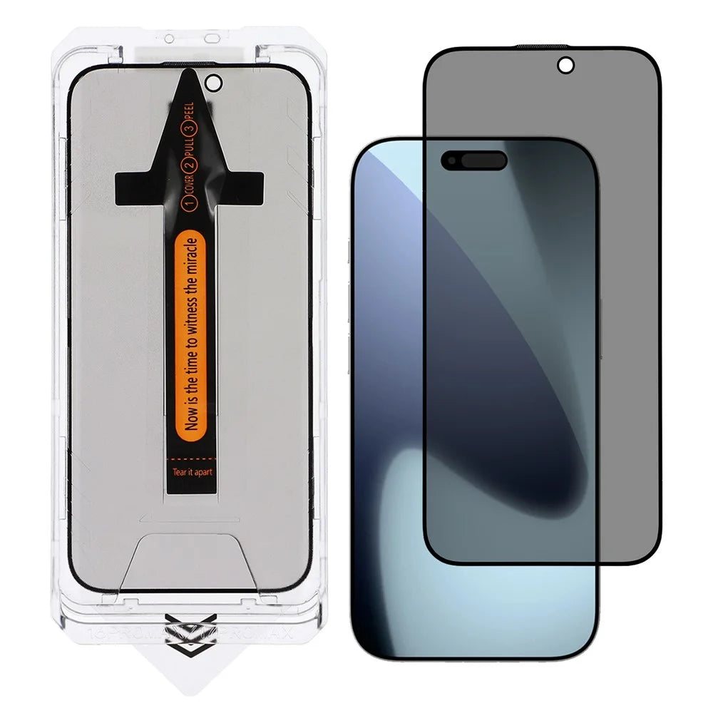 For iPhone 17 Pro Max Anti-Spy Screen Protector Silk Printing High Aluminium-Silicon Glass Easy Installation Film - 1