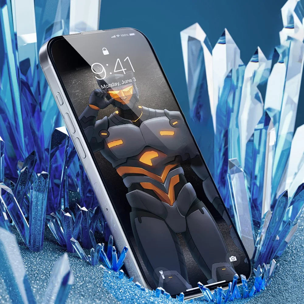 URR For iPhone 14 Pro Max Screen Protector Silk Printing Tempered Glass Clear Film Support Face ID - 3