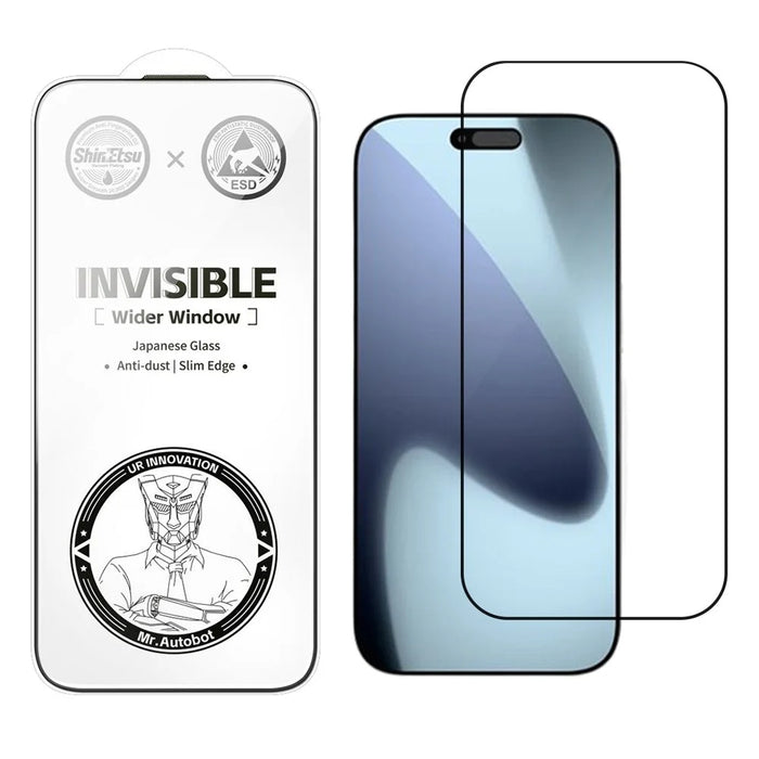 URR For iPhone 17 Pro HD Screen Protector Invisible Shield Ultra Slim Black Edge 9H Tempered Glass Film - 1