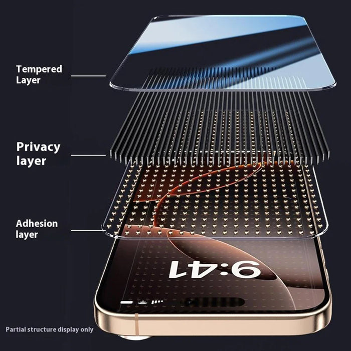 For iPhone 14 Pro Anti-Spy Tempered Glass with Dust-Free Auto Applicator Full Coverage Screen Protector - Black - 6