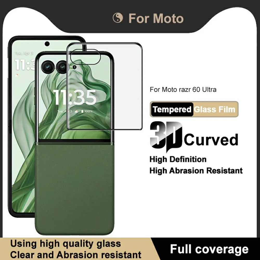 IMAK For Motorola Razr 70 Ultra Razr Ultra (2026) / Razr 60 Ultra 5G Razr Ultra (2025) / Razr 50 Ultra 5G Back Tempered Glass Full Screen Protector 3D Curved Edge Rear Film - 3