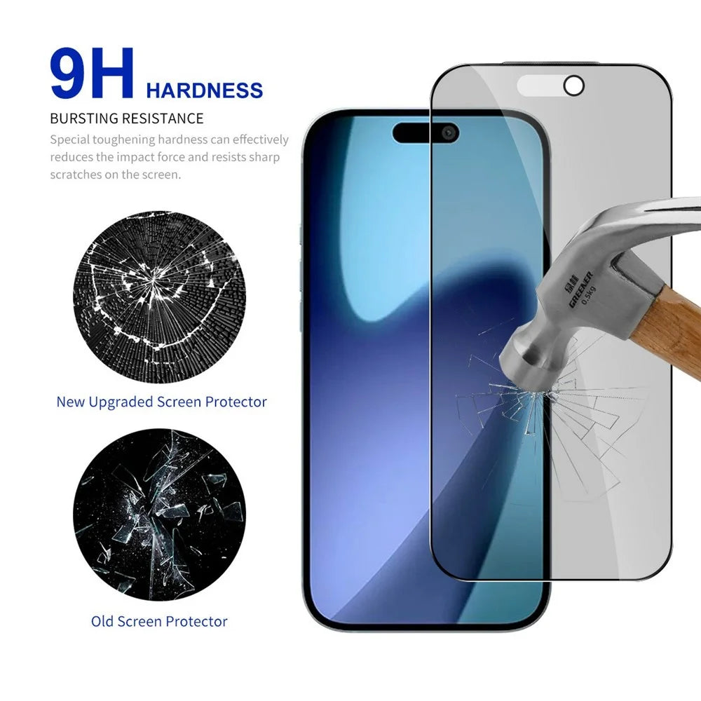 RURIHAI For iPhone 17 Pro Anti-Spy Privacy Screen Protector Matte Anti-Glare High Aluminium-silicon Glass Film - 3