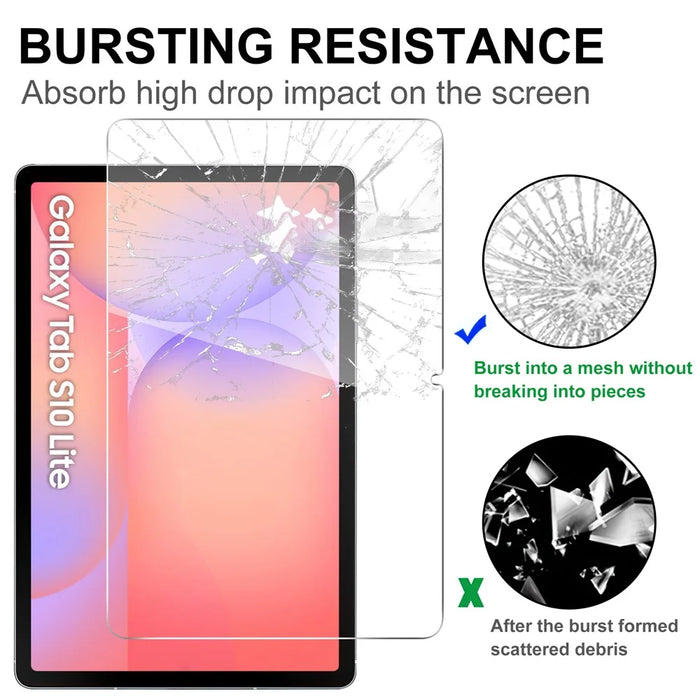 For Samsung Galaxy Tab S10 Lite Screen Protector Anti-Shatter Arc Edge Tempered Glass Film - 4