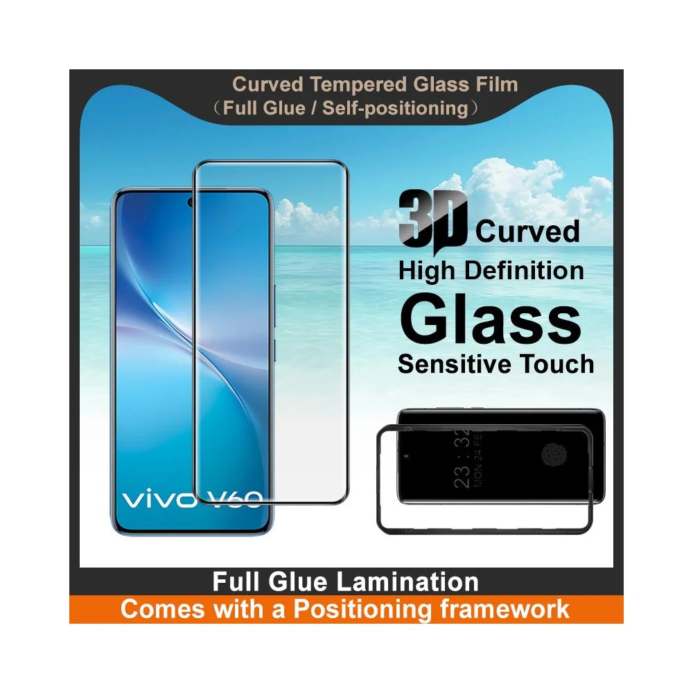 IMAK For vivo V60 5G Screen Protector 3D Curved Tempered Glass Film with Positioning Frame (Fingerprint Unlock) - 4