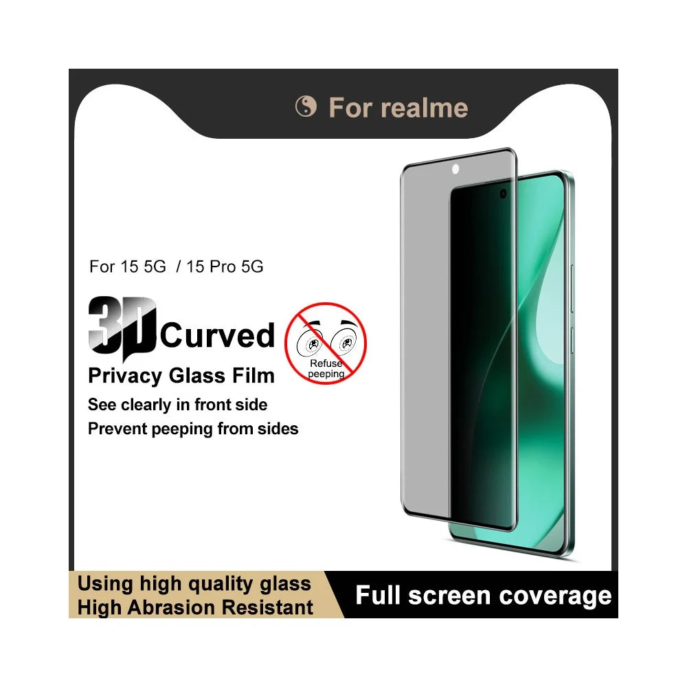 IMAK For Realme 15 5G / 15 Pro 5G Anti Spy Screen Protector Full Cover Tempered Glass Film - 3