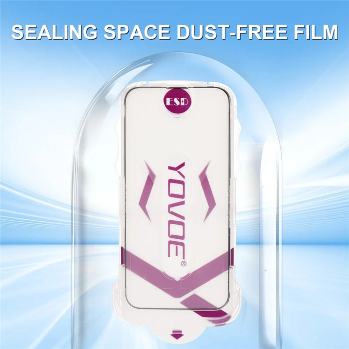 YOVOE For iPhone 14 Pro Screen Protector Silk Printing HD Tempered Glass Film with Installation Tool - 5