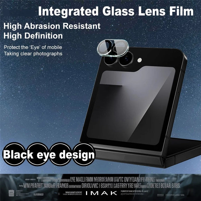 IMAK For Samsung Galaxy Z Flip7 FE 5G Tempered Glass Camera Lens Protector Acrylic Lens Cap (Black Circle Design) - 3