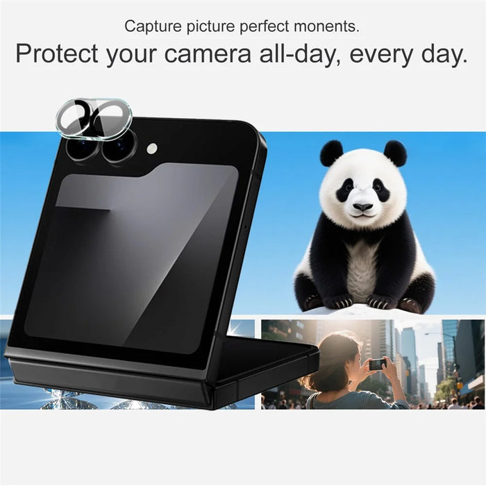 IMAK For Samsung Galaxy Z Flip7 FE 5G Tempered Glass Camera Lens Protector Acrylic Lens Cap (Black Circle Design) - 5