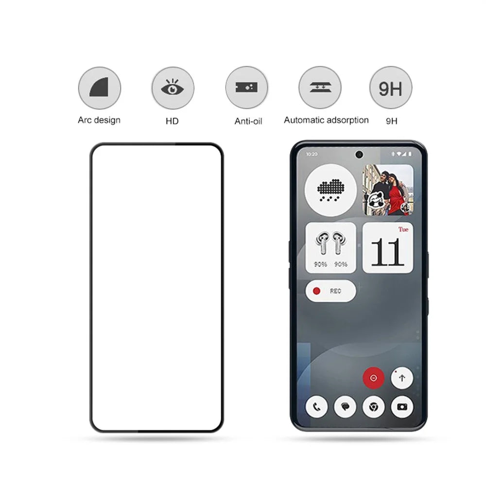 MOCOLO For Nothing Phone (3a) / (3a) Pro Screen Protector Anti-Shatter Silk Printing Tempered Glass Film - Black - 2