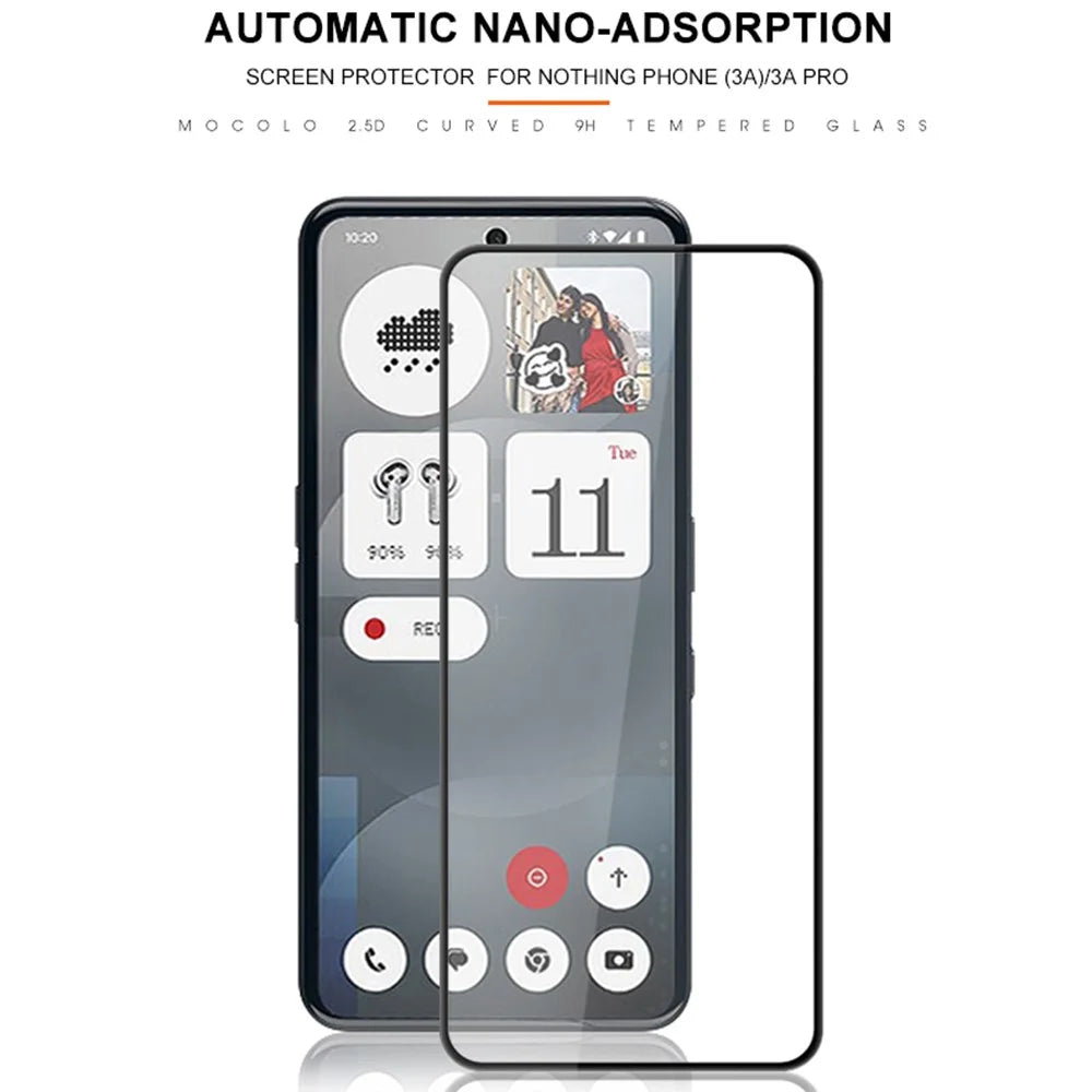 MOCOLO For Nothing Phone (3a) / (3a) Pro Screen Protector Anti-Shatter Silk Printing Tempered Glass Film - Black - 5